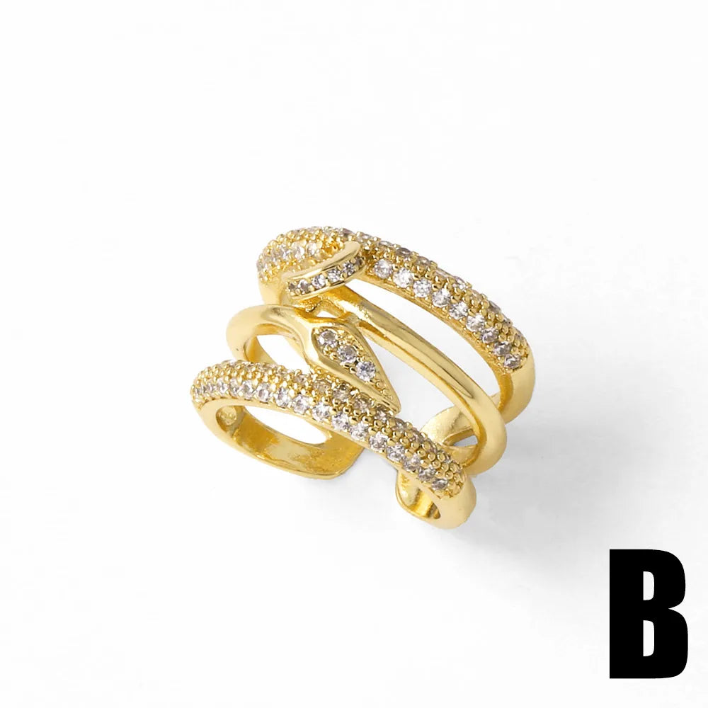 White Crystal Copper Gold Plated Ring