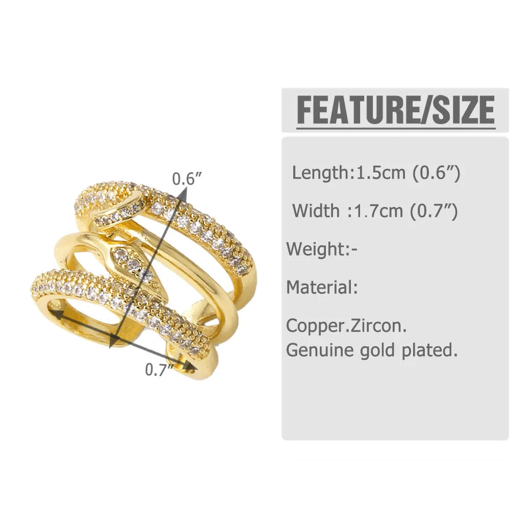 White Crystal Copper Gold Plated Ring